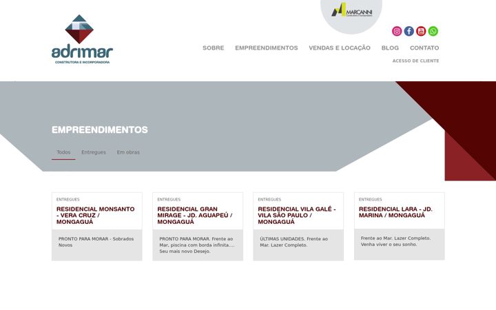 Екранна снимка на adrimarconstrutora.com.br