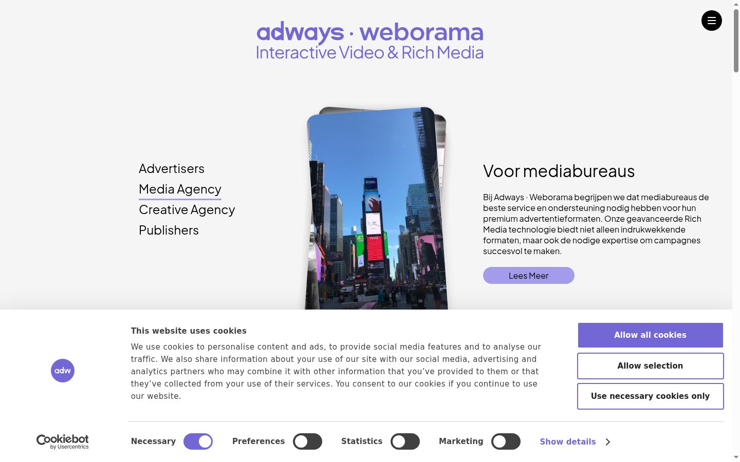 Screenshot del banner di consenso mostrato prima di qualsiasi interazione