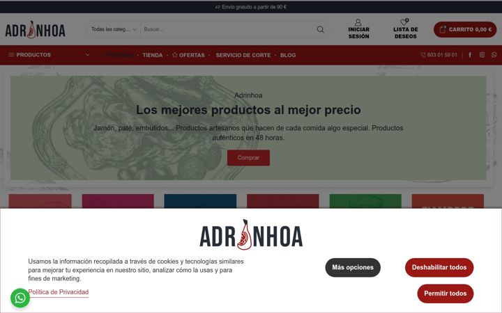 Captura de ecrã de adrinhoa.es
