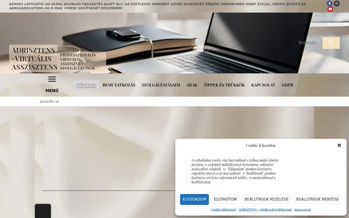 Screenshot von adrisztens.hu