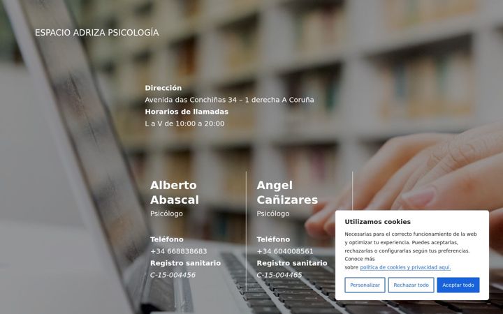 Screenshot von adrizapsicologia.es