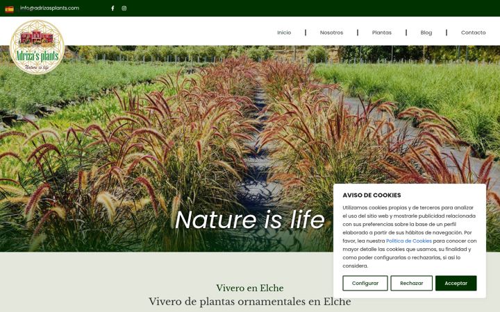 Snímek obrazovky adrizasplants.com