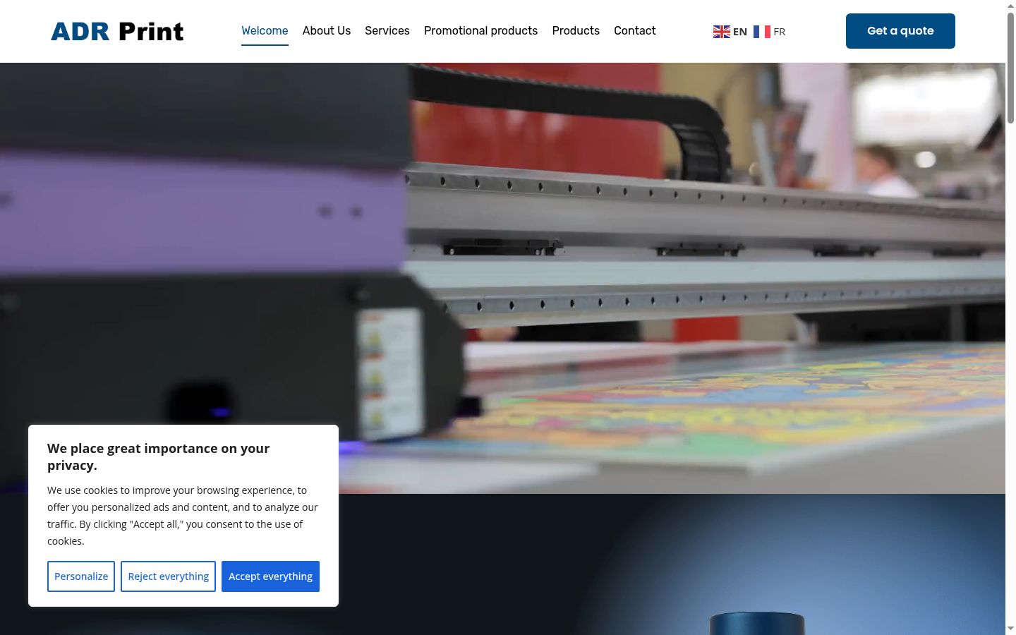 Screenshot del banner di consenso mostrato prima di qualsiasi interazione