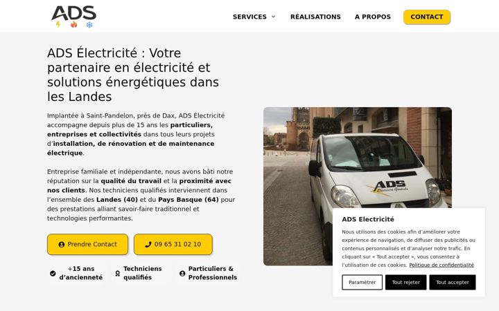 Screenshot of ads-electricite40.fr