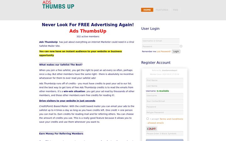 Screenshot of ads-thumbsup.com