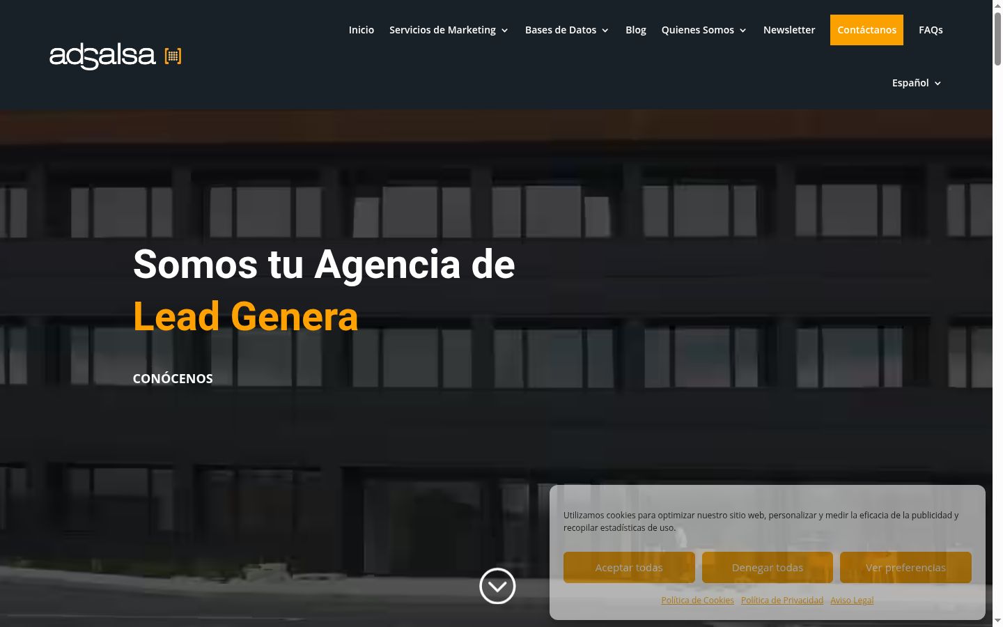 Screenshot del banner di consenso mostrato prima di qualsiasi interazione