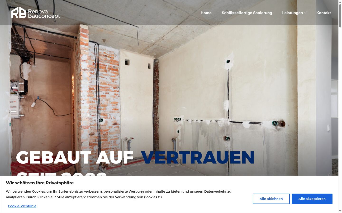 Screenshot des Einwilligungsbanners vor jeglicher Interaktion