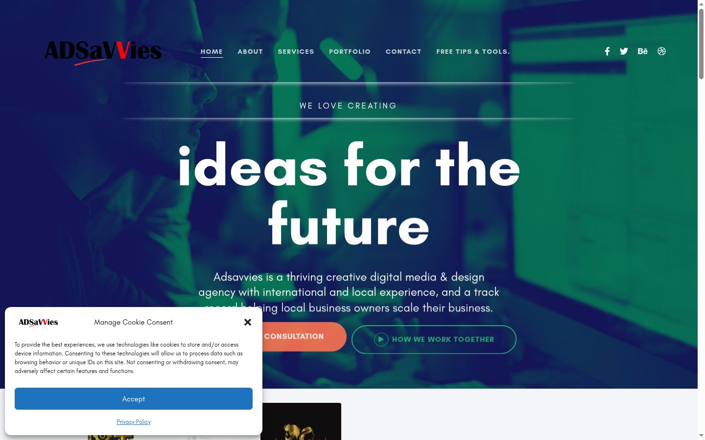 Screenshot del banner di consenso mostrato prima di qualsiasi interazione
