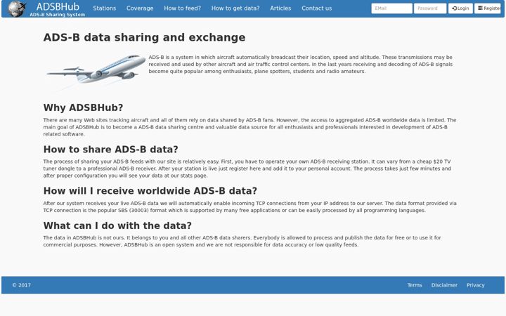 Screenshot of adsbhub.org
