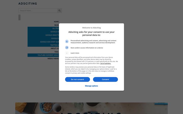 Screenshot di adsciting.com