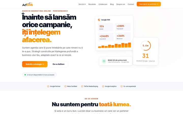 Screenshot stránky adsem.ro