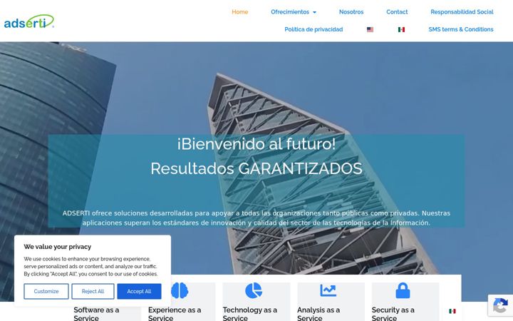 Captura de ecrã de adserti.us