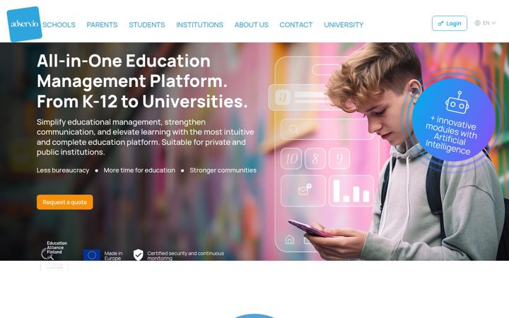 Screenshot von adservio.education