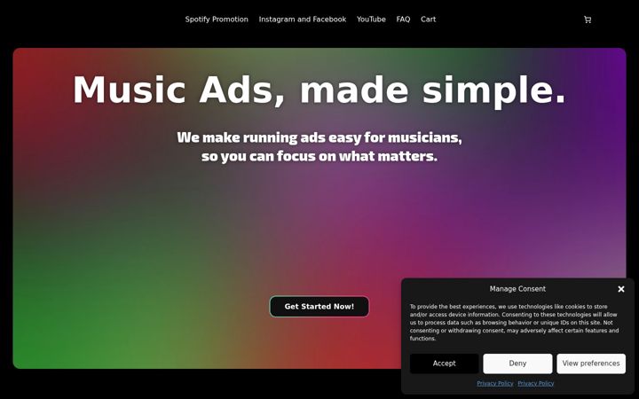 Screenshot of adsformusic.com
