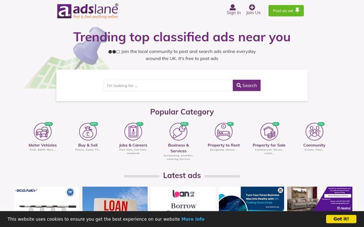 Screenshot of adslane.com
