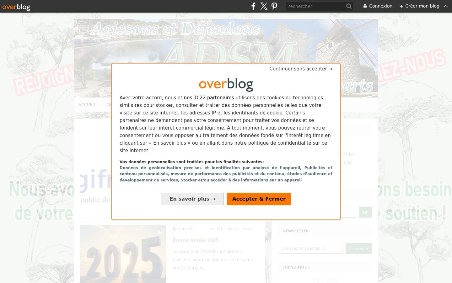 Screenshot del banner di consenso mostrato prima di qualsiasi interazione