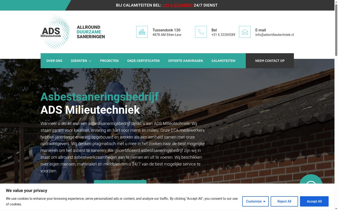 Screenshot del banner di consenso mostrato prima di qualsiasi interazione