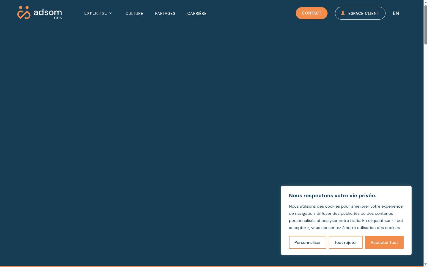 Screenshot del banner di consenso mostrato prima di qualsiasi interazione