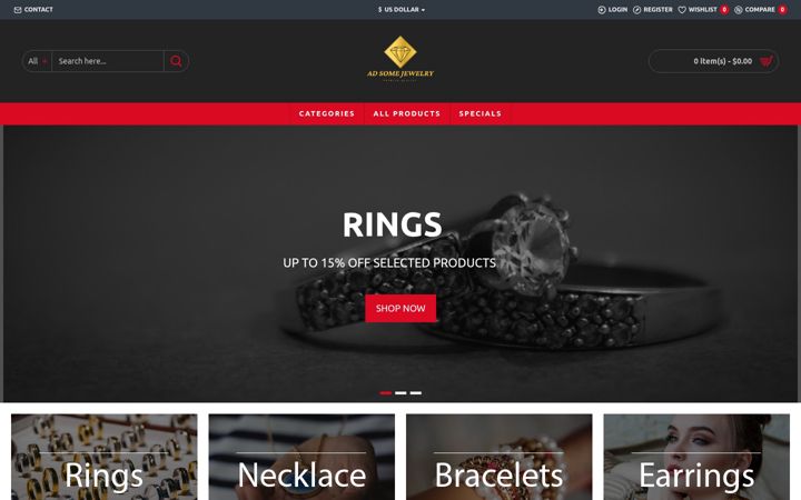 Screenshot of adsomejewelry.com
