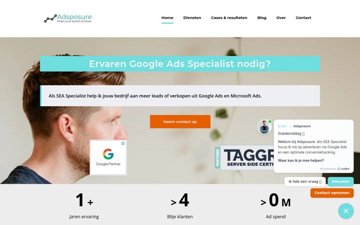 Skjámynd af adsposure.nl