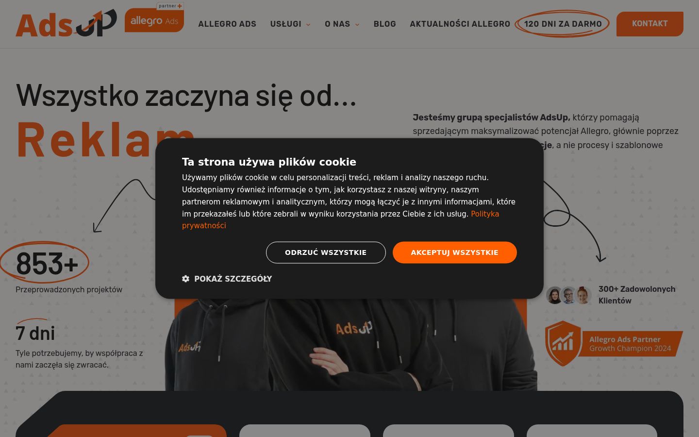 Screenshot des Einwilligungsbanners vor jeglicher Interaktion