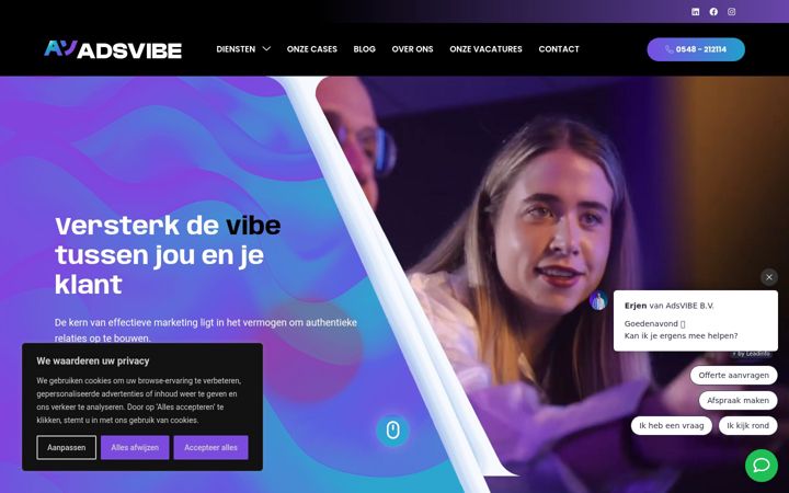 Screenshot of adsvibe.nl