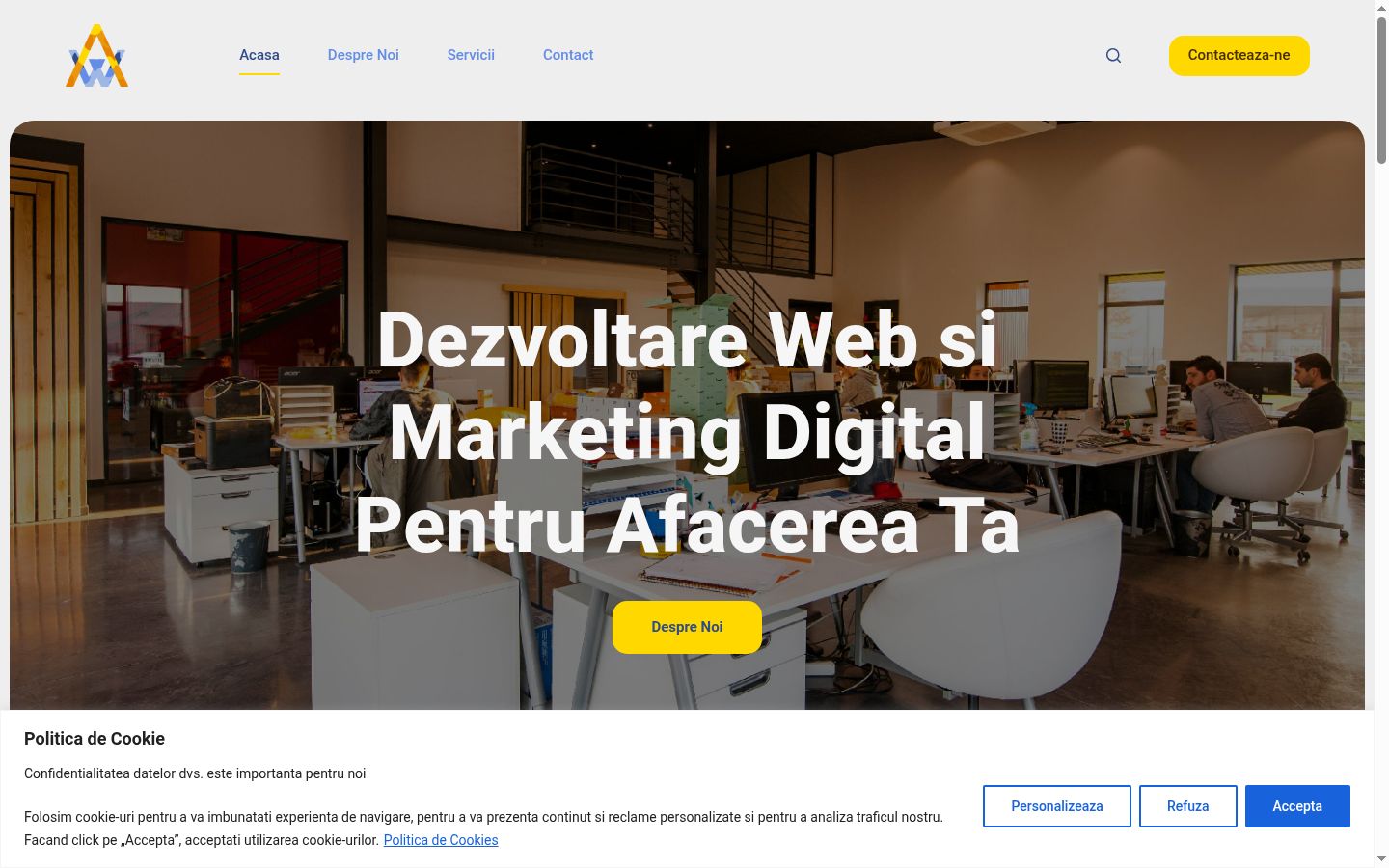 Screenshot del banner di consenso mostrato prima di qualsiasi interazione