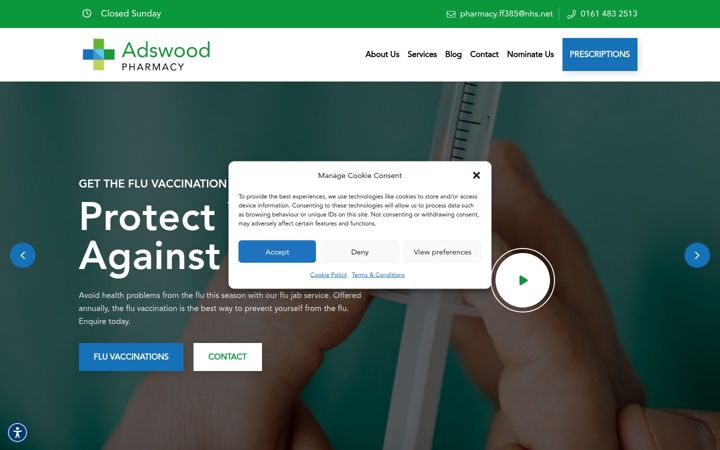 Ekrānuzņēmums no adswoodpharmacy.co.uk