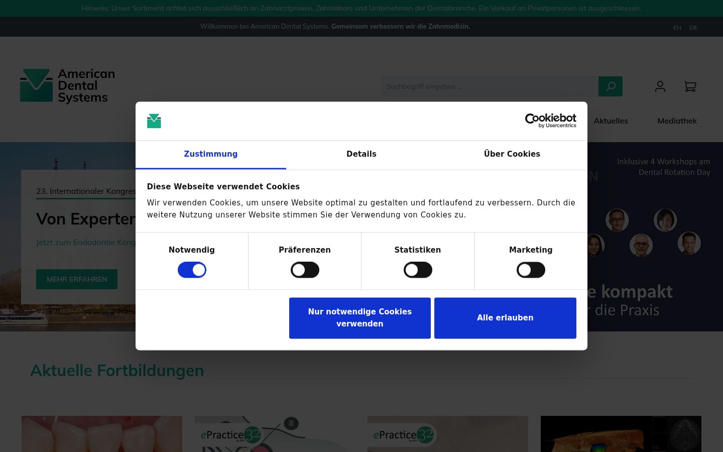 Snímek obrazovky baneru souhlasu zobrazeného před jakoukoli interakcí