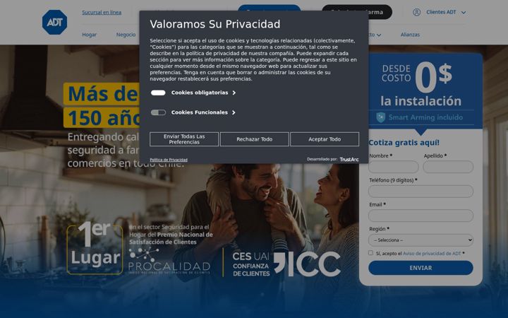 Screenshot van adt.cl
