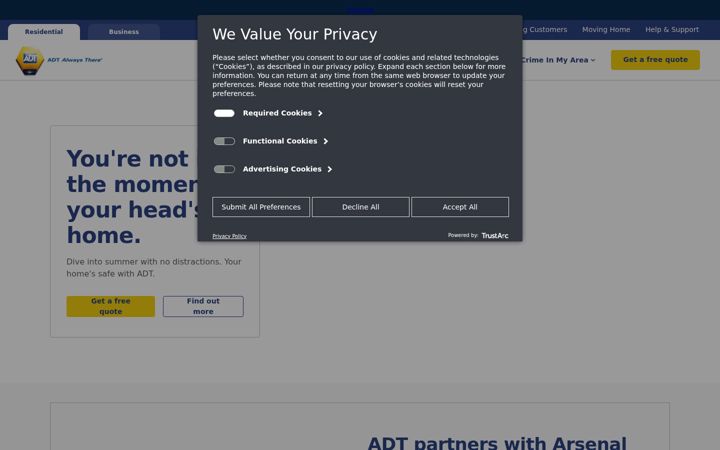 Screenshot of adt.co.uk