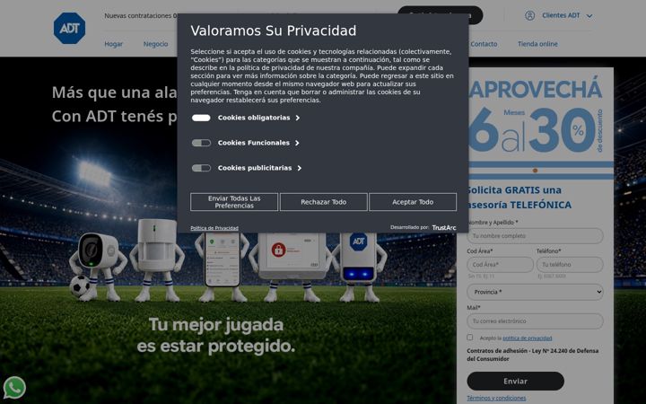 Screenshot van adt.com.ar