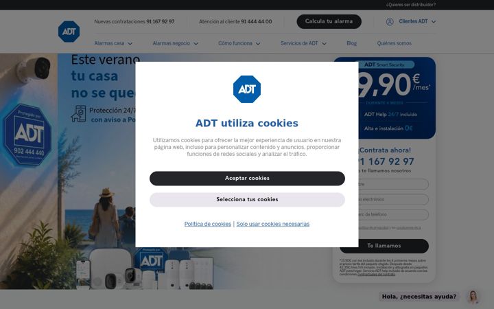 Captura de ecrã de adt.com.es