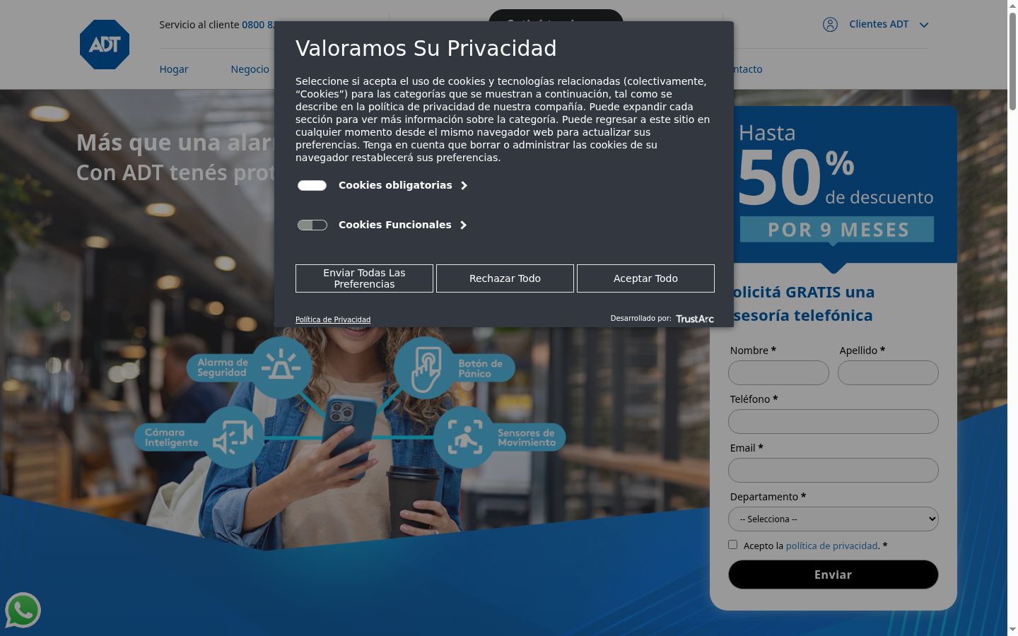 Screenshot del banner di consenso mostrato prima di qualsiasi interazione