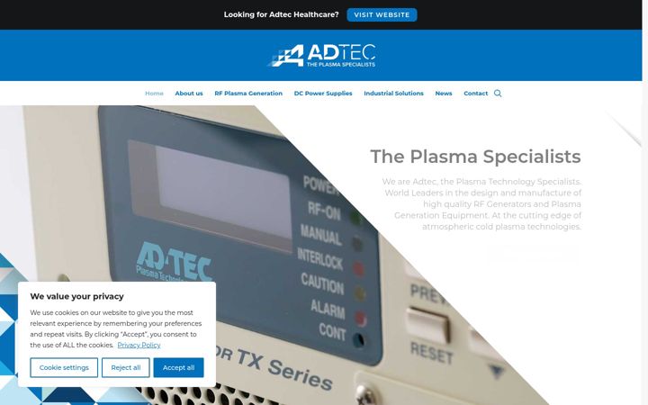 Screenshot of adtecplasma.com