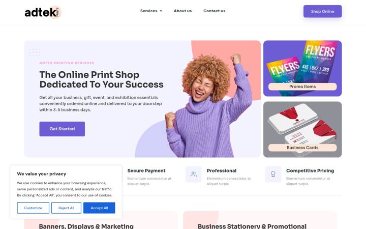 Screenshot of adtekprints.com