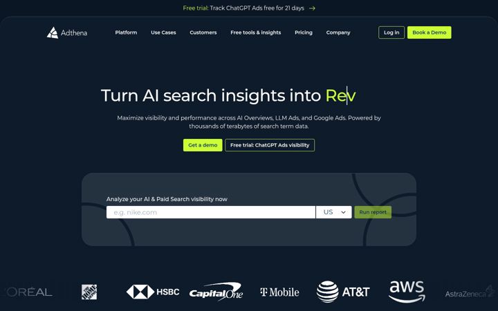 Screenshot of adthena.com