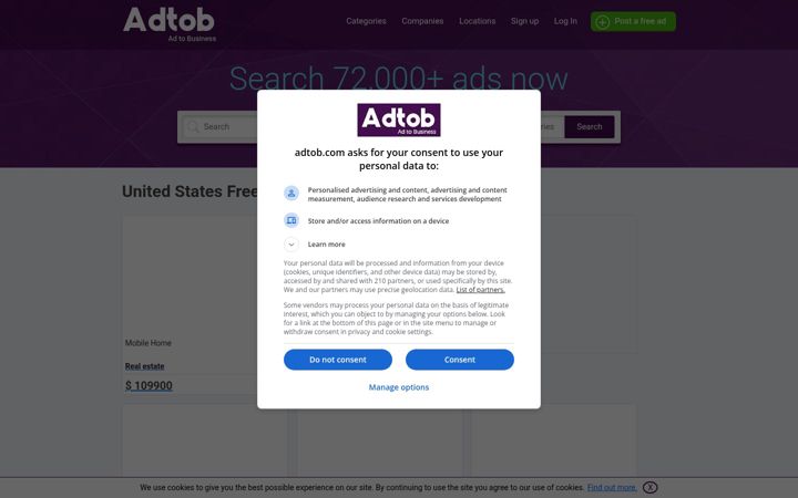 Screenshot of adtob.com