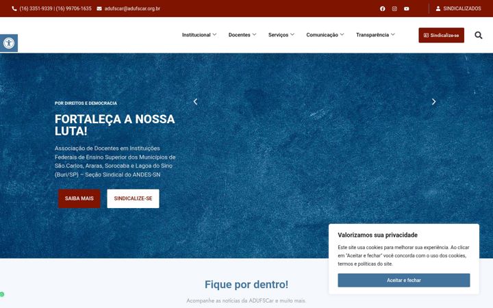 Screenshot of adufscar.org.br