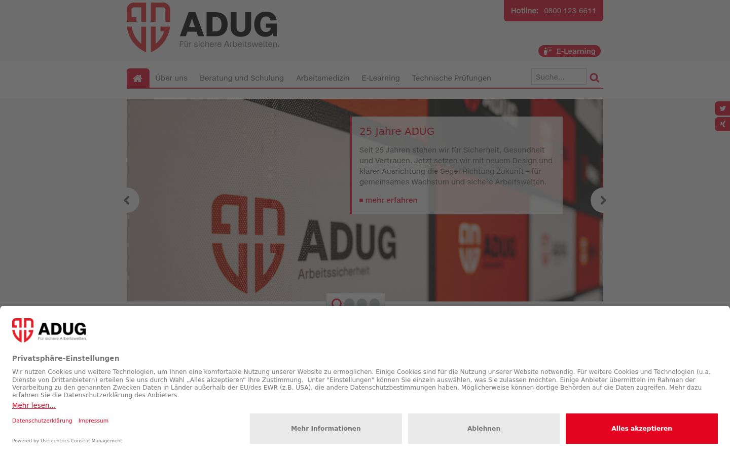 Screenshot of the consent banner shown before any interaction