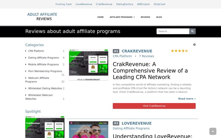 Screenshot of adultaffiliatereviews.com