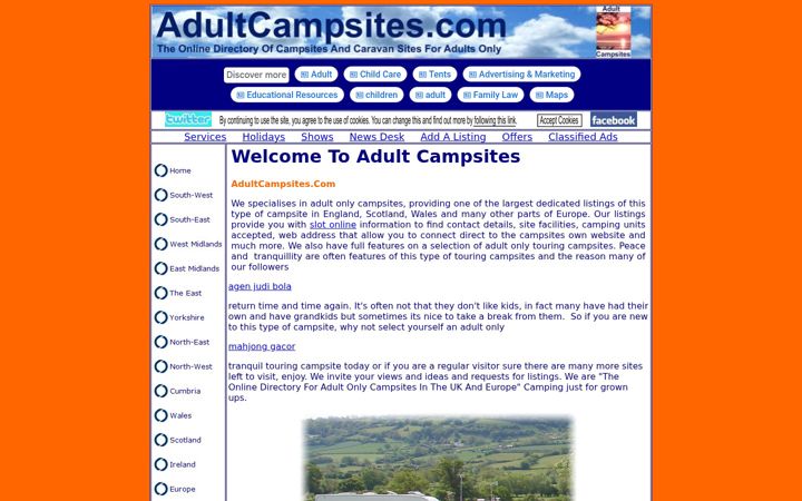 Snímek obrazovky adultcampsites.com