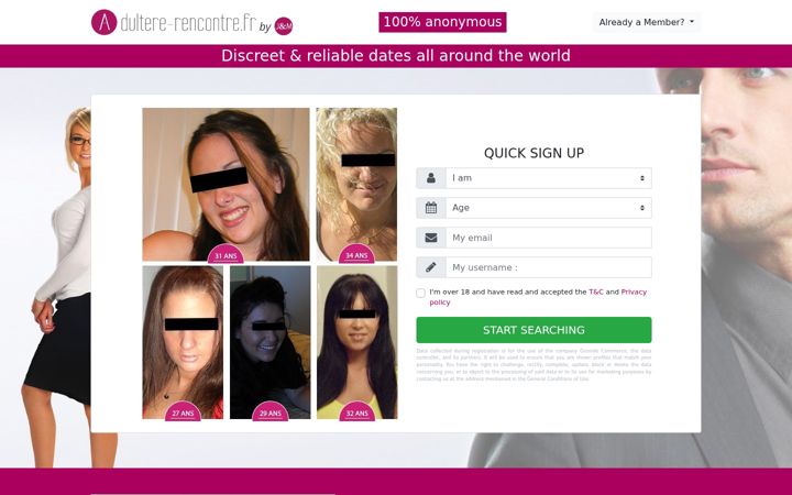 Screenshot of adultere-rencontre.fr