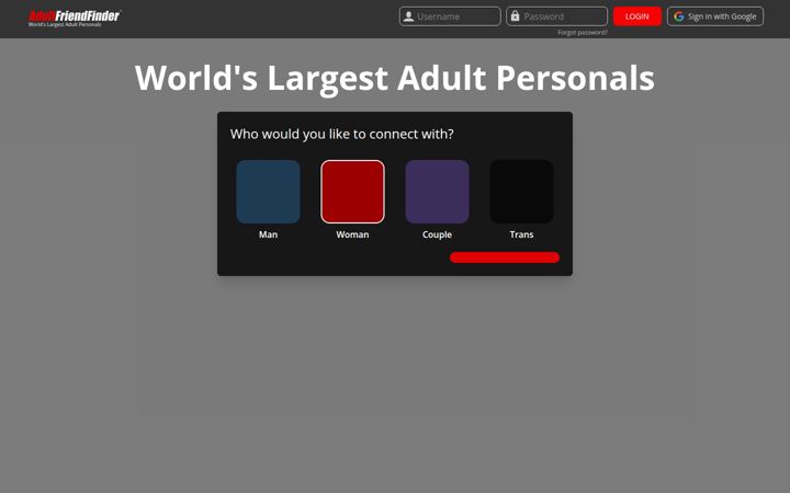 Screenshot di adultfriendfinder.com