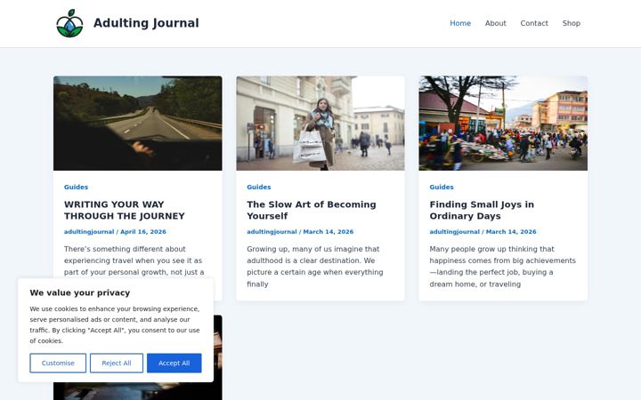 Screenshot του adultingjournal.online