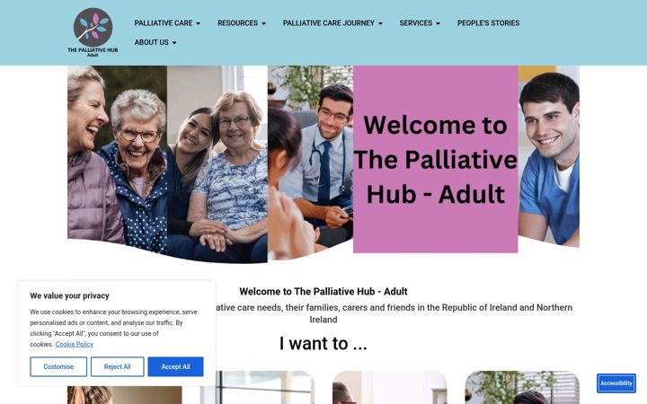 Snímek obrazovky adultpalliativehub.com