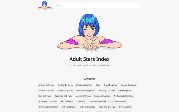 Snímek obrazovky adultstarsindex.com