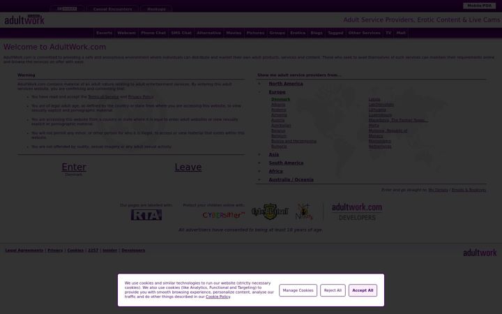Screenshot von adultwork.com