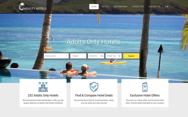 Screenshot of adultyhotels.com