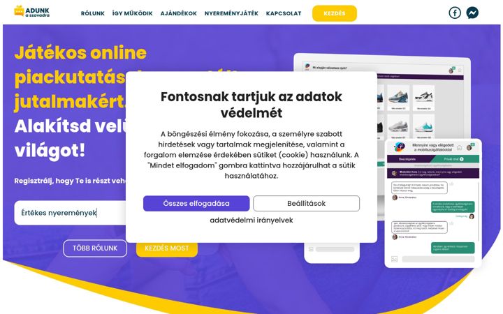 Screenshot of adunkaszavadra.hu